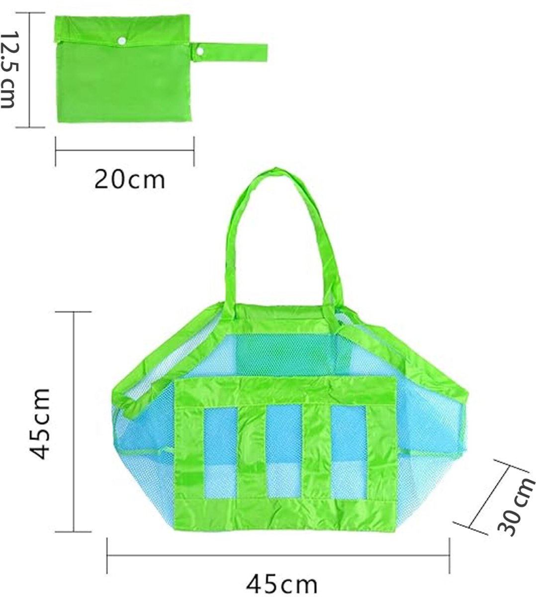 2 pieces - beach bag - 45*45*30 cm - mesh beach bag - lightweight beach bag - foldable storage bag - suitable for children's beach trips, toys, towels and beach shoes - green