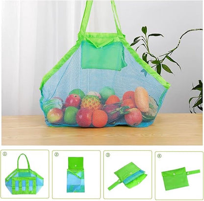 2 pieces - beach bag - 45*45*30 cm - mesh beach bag - lightweight beach bag - foldable storage bag - suitable for children's beach trips, toys, towels and beach shoes - green