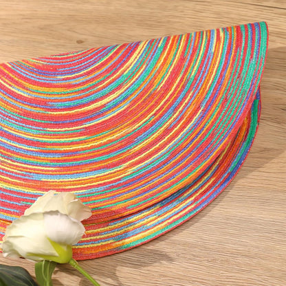6 pieces - Table mats - Placemats - Round placemats - washable cotton placemats - round braided placemats - Round table mats - Woven placemats - Round placemats - rainbow - 38*38 cm