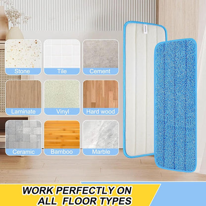 8 Pack 16.5 inch reusable mop pads Microfiber spray mop replacement heads - mop head replacement Suitable for wet/dry mopping compatible with Bona floor care system (4 colors of mops)