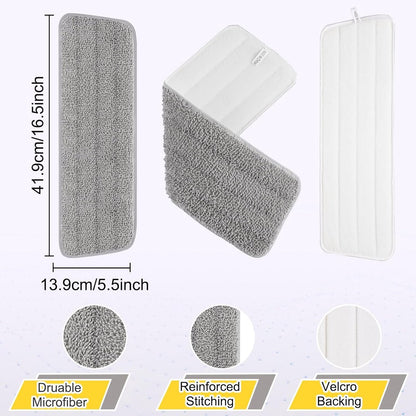 8 Pack 16.5 inch reusable mop pads Microfiber spray mop replacement heads - mop head replacement Suitable for wet/dry mopping compatible with Bona floor care system (4 colors of mops)