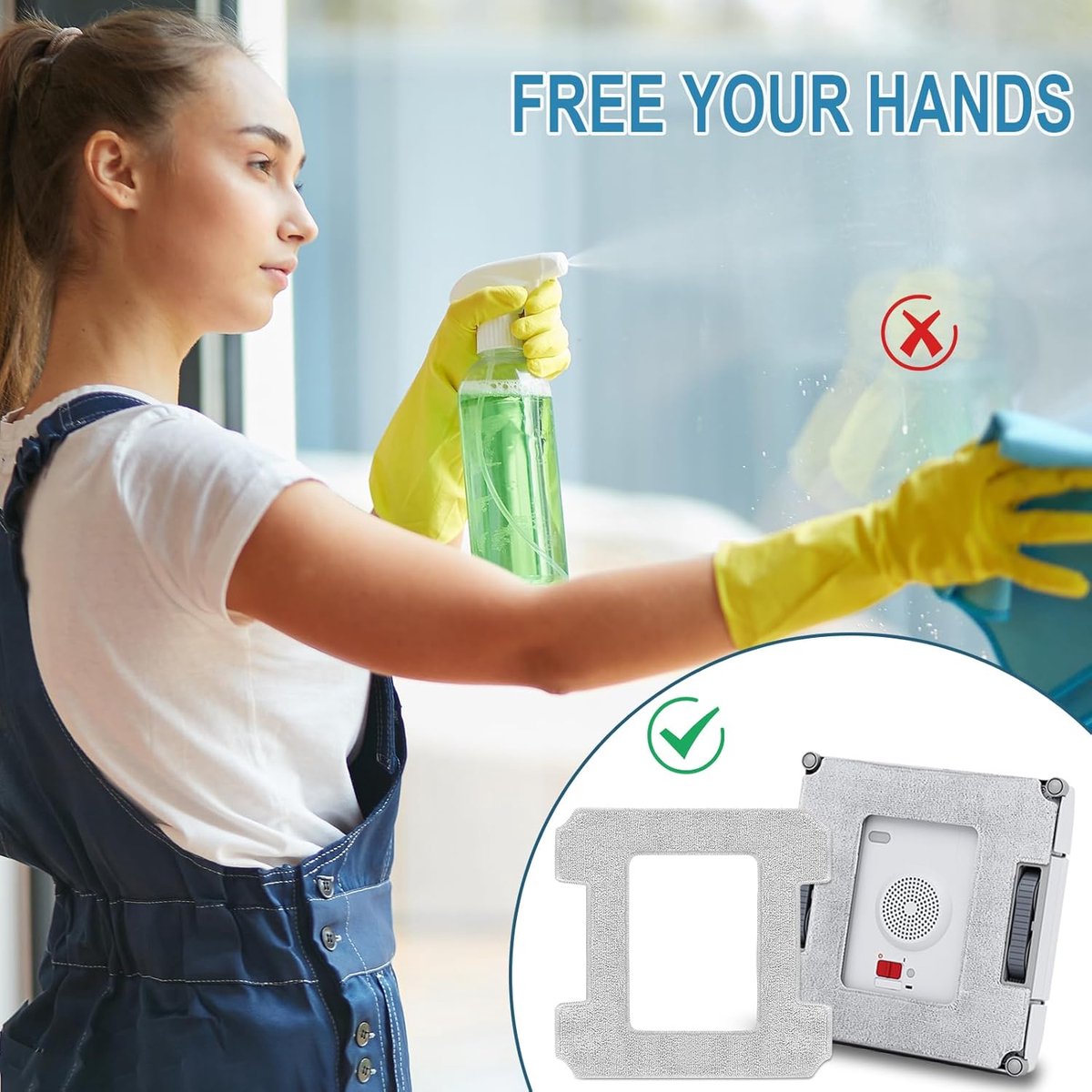 6 pieces - Microfiber cloths - Replacement mop cloths - Suitable for Ecovacs Winbot W1 / W1 Pro / W2 / W2 Omni - Mop cloths - Robot cleaning accessories - Cleaning cloths - Washable Microfiber Cloths - reusable - 255*255 mm - grey