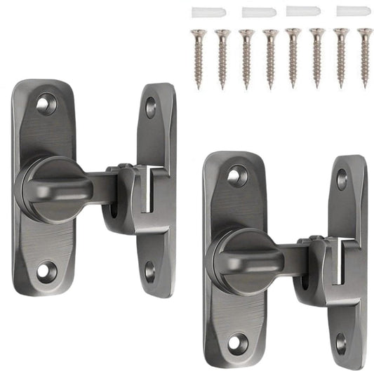 2 pieces - 90/180 degrees - sliding door lock - privacy protection - security sliding door lock - small gate locks - hardware for shed, garden, bathroom, cupboard, window - 80*25 mm - grey