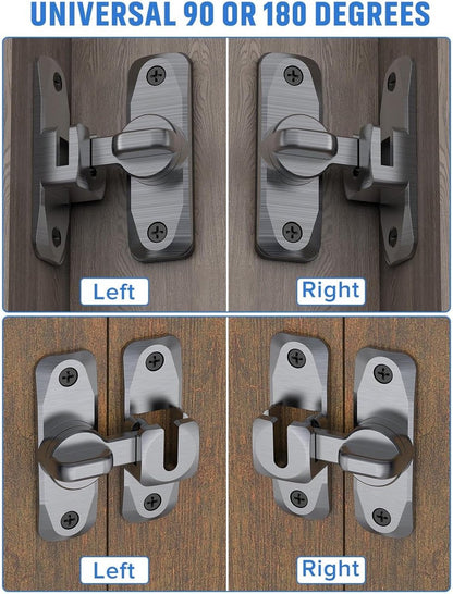 2 pieces - 90/180 degrees - sliding door lock - privacy protection - security sliding door lock - small gate locks - hardware for shed, garden, bathroom, cupboard, window - 80*25 mm - grey