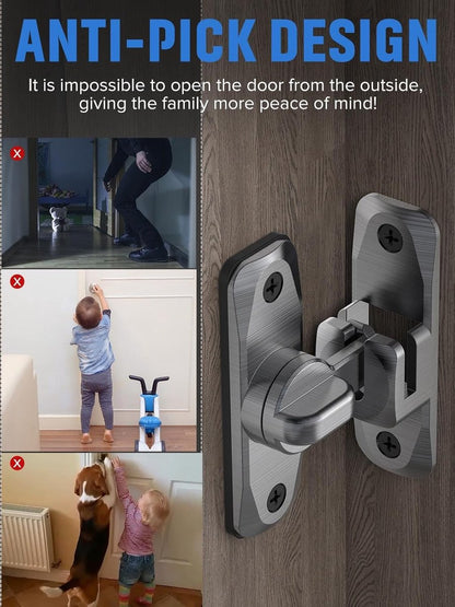 2 pieces - 90/180 degrees - sliding door lock - privacy protection - security sliding door lock - small gate locks - hardware for shed, garden, bathroom, cupboard, window - 80*25 mm - grey