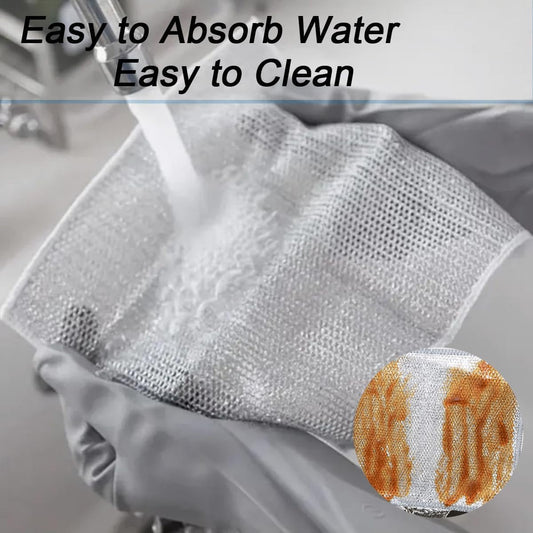 10 pieces - 20*20 cm - Multifunctional wire dishcloth - Dishcloth - double-layered - Cleaning cloth - for wet and dry dishes - scratch-free wire dishcloth - wire scrubbing cloths - for dishes - time-saving kitchen towels and cleaning cloths