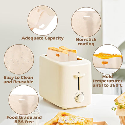 8 pieces - Toaster bags - non-stick toaster bags - non-stick coating - reusable toaster bags - with Teflon coating - washable - for toasters and microwaves - for sandwiches, paninis and snacks - 16*16.5 cm