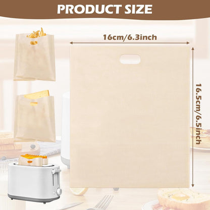 8 pieces - Toaster bags - non-stick toaster bags - non-stick coating - reusable toaster bags - with Teflon coating - washable - for toasters and microwaves - for sandwiches, paninis and snacks - 16*16.5 cm