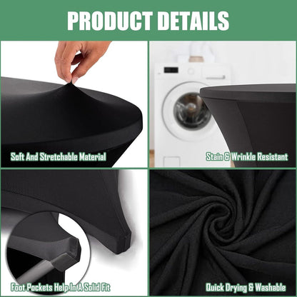 1 Piece High Tablecloth - High Table Skirt - 80 x 110 cm - Extendable High Tablecloth - Stretch High Table Cover - Round High Tablecloth - High Table Party Table Table Skirt - High Table - for restaurant, bar, cocktail table, wedding banquet table - Black