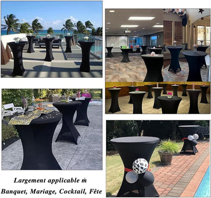 1 Piece High Tablecloth - High Table Skirt - 80 x 110 cm - Extendable High Tablecloth - Stretch High Table Cover - Round High Tablecloth - High Table Party Table Table Skirt - High Table - for restaurant, bar, cocktail table, wedding banquet table - Black