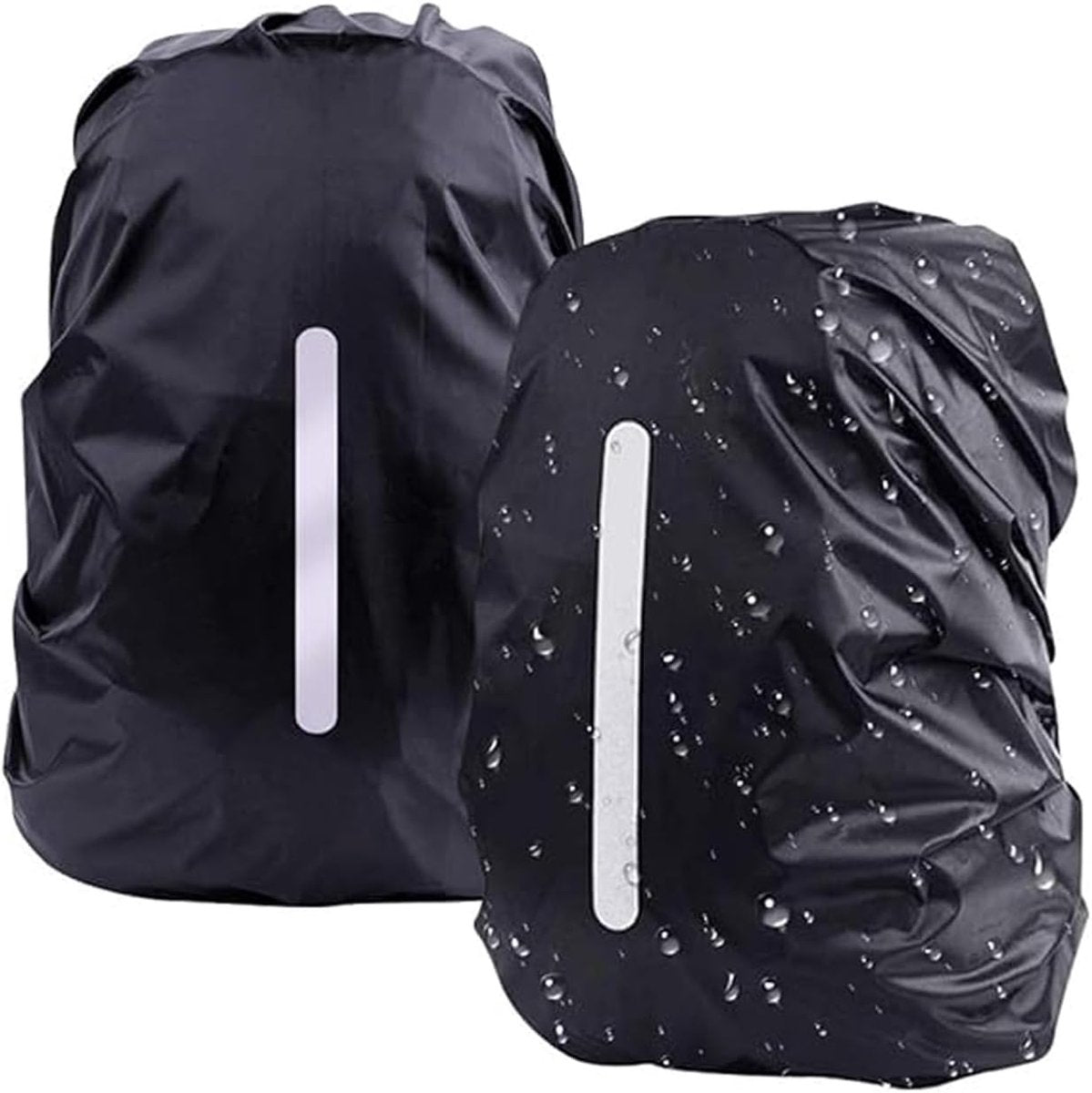2 pieces - Backpack cover - Waterproof backpack cover - Waterproof rain cover for backpack - Waterproof rain cover - Reflective backpack cover - dust cover - for hiking, camping, traveling, cycling, outdoor activities - size L (55-65L) - 45*23*70 cm - bla