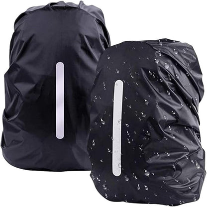 2 pieces - Backpack cover - Waterproof backpack cover - Waterproof rain cover for backpack - Waterproof rain cover - Reflective backpack cover - dust cover - for hiking, camping, traveling, cycling, outdoor activities - size L (55-65L) - 45*23*70 cm - bla