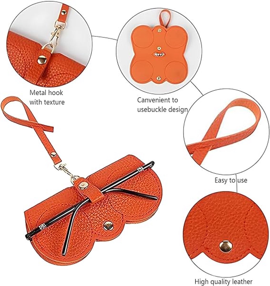 pieces - leather sunglasses bag - soft leather glasses case - portable glasses case - fashionable glasses case - ultra-thin anti-scratch case - travel glasses protective case - sunglasses organizer with snap closure, wrist strap - for women and men.