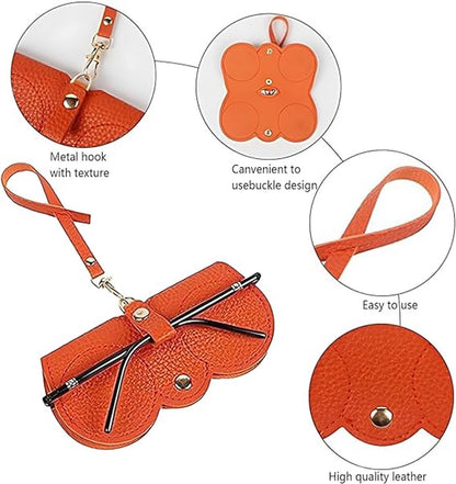 pieces - leather sunglasses bag - soft leather glasses case - portable glasses case - fashionable glasses case - ultra-thin anti-scratch case - travel glasses protective case - sunglasses organizer with snap closure, wrist strap - for women and men.
