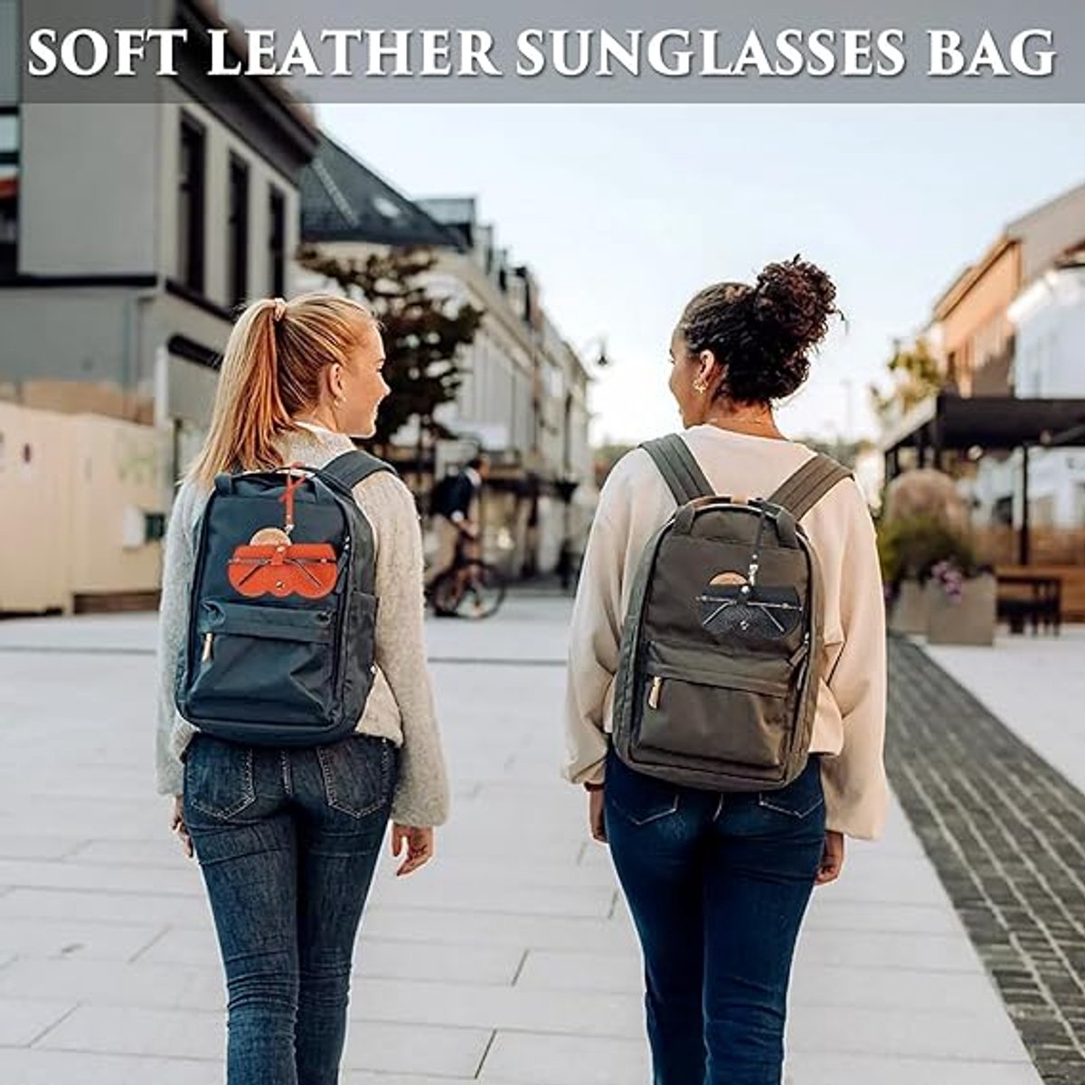 pieces - leather sunglasses bag - soft leather glasses case - portable glasses case - fashionable glasses case - ultra-thin anti-scratch case - travel glasses protective case - sunglasses organizer with snap closure, wrist strap - for women and men.