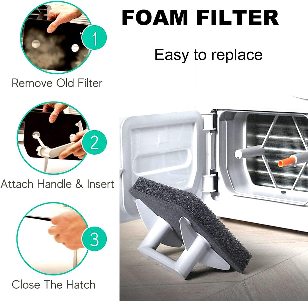 pieces - Dryer Filter Sponge Filter - Dryer filters suitable for Miele T1 - Filter sponge foam - Filter - Dryer base filter - tumble dryer plinth filter - 210 x 155 mm - Black