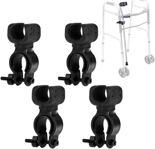pieces - walking stick holder - wheelchair accessories - scooter accessories - crutch holder - versatile crutch holder - universal accessories for crutches, rollator, wheelchair, bicycle - 8.3*4.5*3.3 cm - black.
