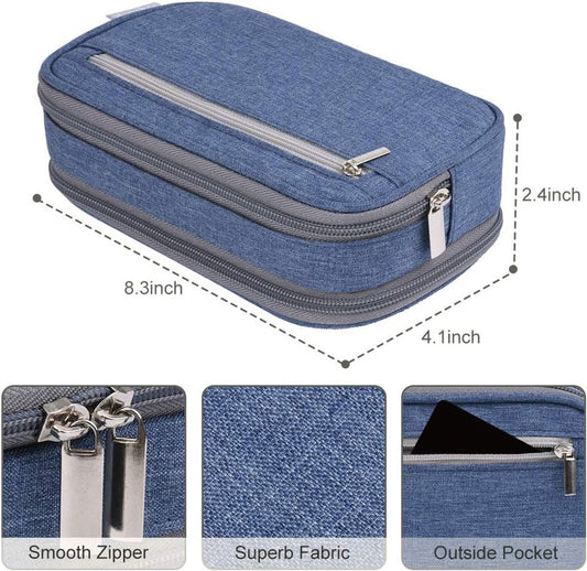 Large Pencil Case - Pencil Bag for Children and Adults - Large Case - Pencil Case - Storage Box - Desk Organizer - School Pencil Case - Multifunctional Pen Bag - Pencil Case - Pen Pocket - High Volume - for Boys and Girls - Blue