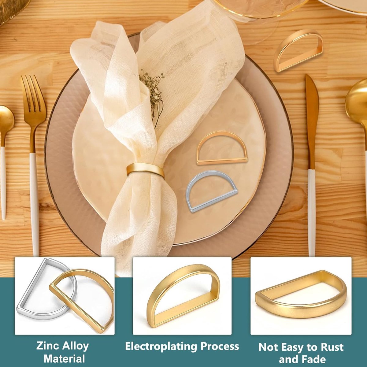 12 pieces napkin rings - gold napkin ring - Napkin rings table decoration - Napkin Ring - Gold Napkin Rings - Silver Napkin Rings - Table Accessories - Table Setting - Table Decoration - for wedding, party, dinner, birthday, table decoration