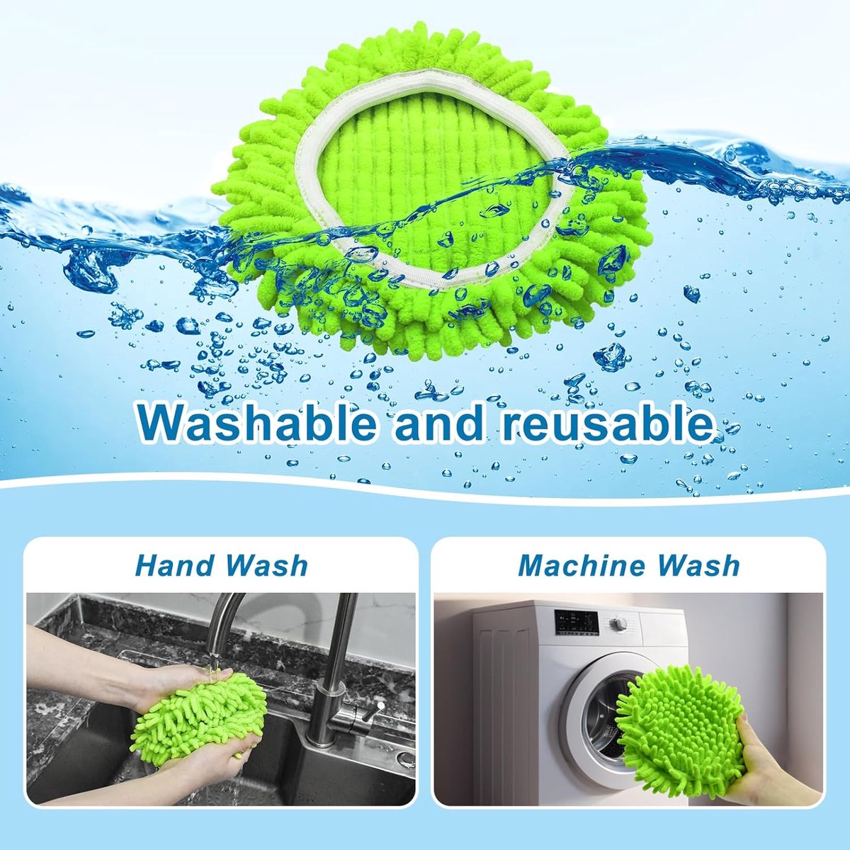 3-piece mop pad replacement suitable for O Cedar, suitable for Ocedar Easywring spin mops - microfiber chenille mop pads for Ocedar spin mops - mop head replacement - replacement mop pads - machine washable, reusable, easy to install