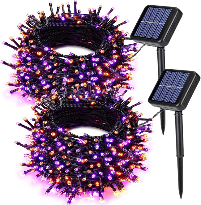 2 Pieces Solar Garden Lights Total 144 FT, 400 LED Lights - Halloween Lighting - Halloween String Lights - Halloween Decoration - Halloween Lanterns Decoration - Small Party Lights - Fairy Lights - Waterproof - For Garden - Patio And Path. Hover Image