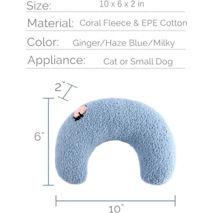 Pet Pillow for Cats and Dogs, White U-Shaped Headrest, Pet Fur Resistant, Tear and Bite Resistant, for Play and Relief