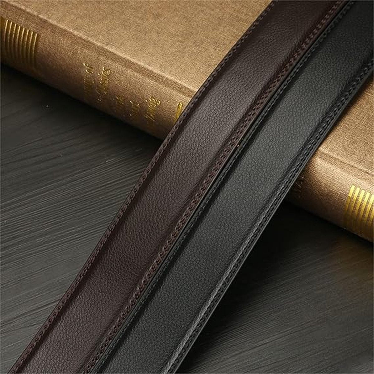 2 pieces - Men's Belt - Leather Belt - Adjustable - Gift Men - Shortenable - Gift Man - Cow Leather - Black & Brown - Without Holes - 130cm