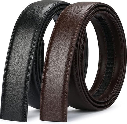 2 pieces - Men's Belt - Leather Belt - Adjustable - Gift Men - Shortenable - Gift Man - Cow Leather - Black & Brown - Without Holes - 130cm