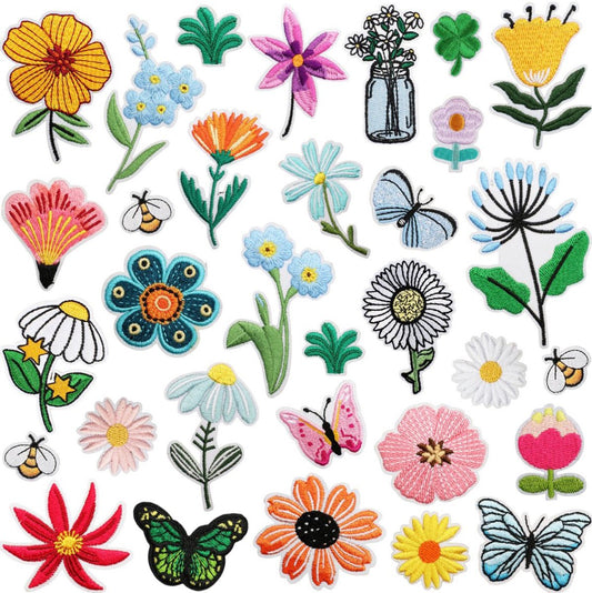 Iron-on Embroidered Patches - Clothing Decoration - 32 Pieces