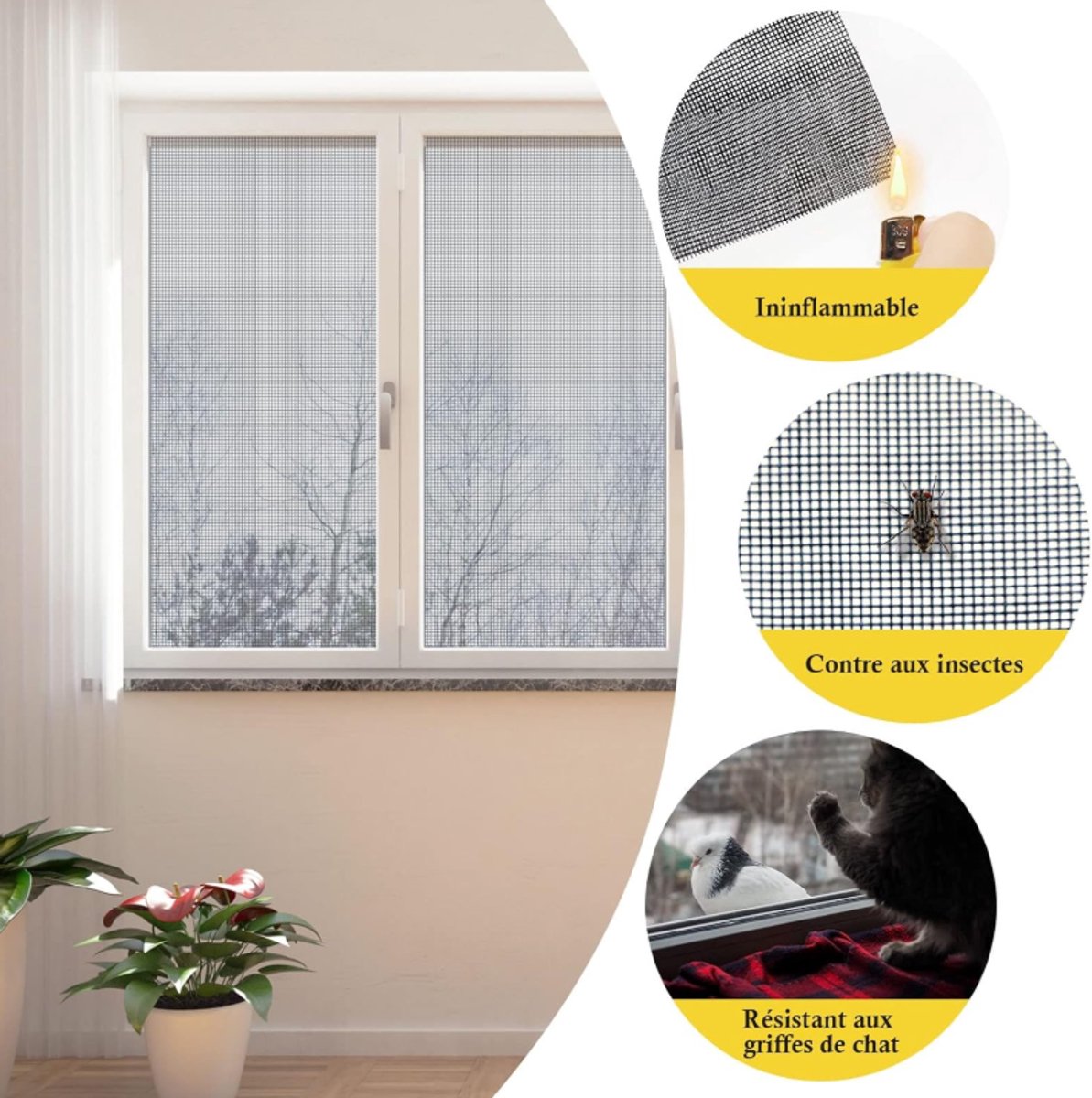 Window screen 100 x 300 cm - Gray - Mesh - Universal Window Screen - Custom Made Mosquito Net - Make Your Own Screen - Anti Mosquito - Insect Screen - Door Screen