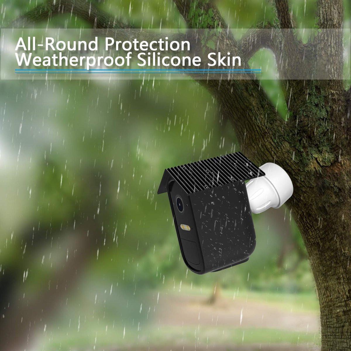 pieces - Camera silicone protective cover - security camera protective cover - black - soft silicone cover - security camera protective cover - weatherproof silicone housing - for EufyCam 2C.