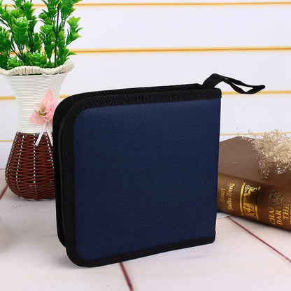 CD/DVD Storage Case - CD Bag - Oxford Cloth - With Zipper - CD Case Storage Folder - DVD Case Case - CD (Rom)/DVD Storage Case - CD/DVD Case Folder - CD/DVD Storage System - Suitable for 40 CDs or DVDs - 16*15.5*4.8cm - Blue