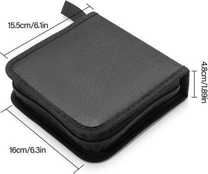 CD/DVD Storage Case - CD Bag - Oxford Cloth - With Zipper - CD Case Storage Folder - DVD Case Case - CD (Rom)/DVD Storage Case - CD/DVD Case Folder - CD/DVD Storage System - Suitable for 40 CDs or DVDs - 16*15.5*4.8cm - Blue