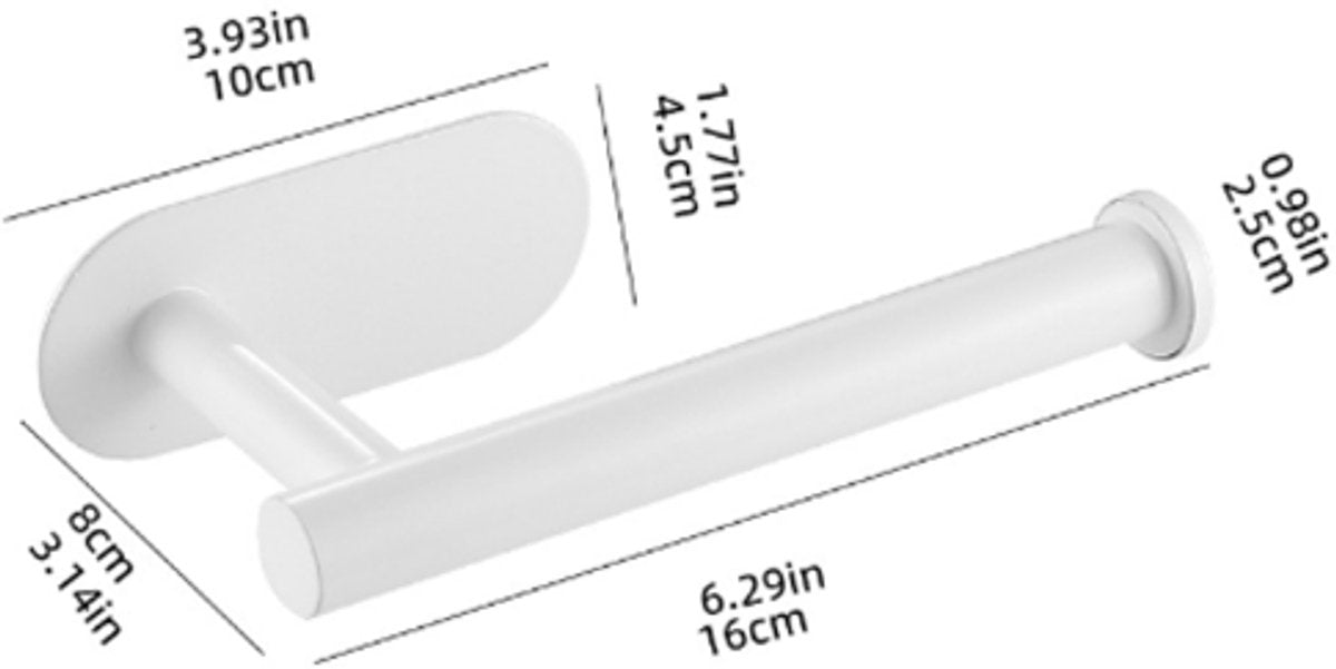 Toilet Roll Holder - Toilet Roll Holder - No Drilling - White - Self-Adhesive - Roll Holder - Stainless Steel - Bathroom & Kitchen - 16*8*4.5 cm - for kitchen, bathroom and toilet
