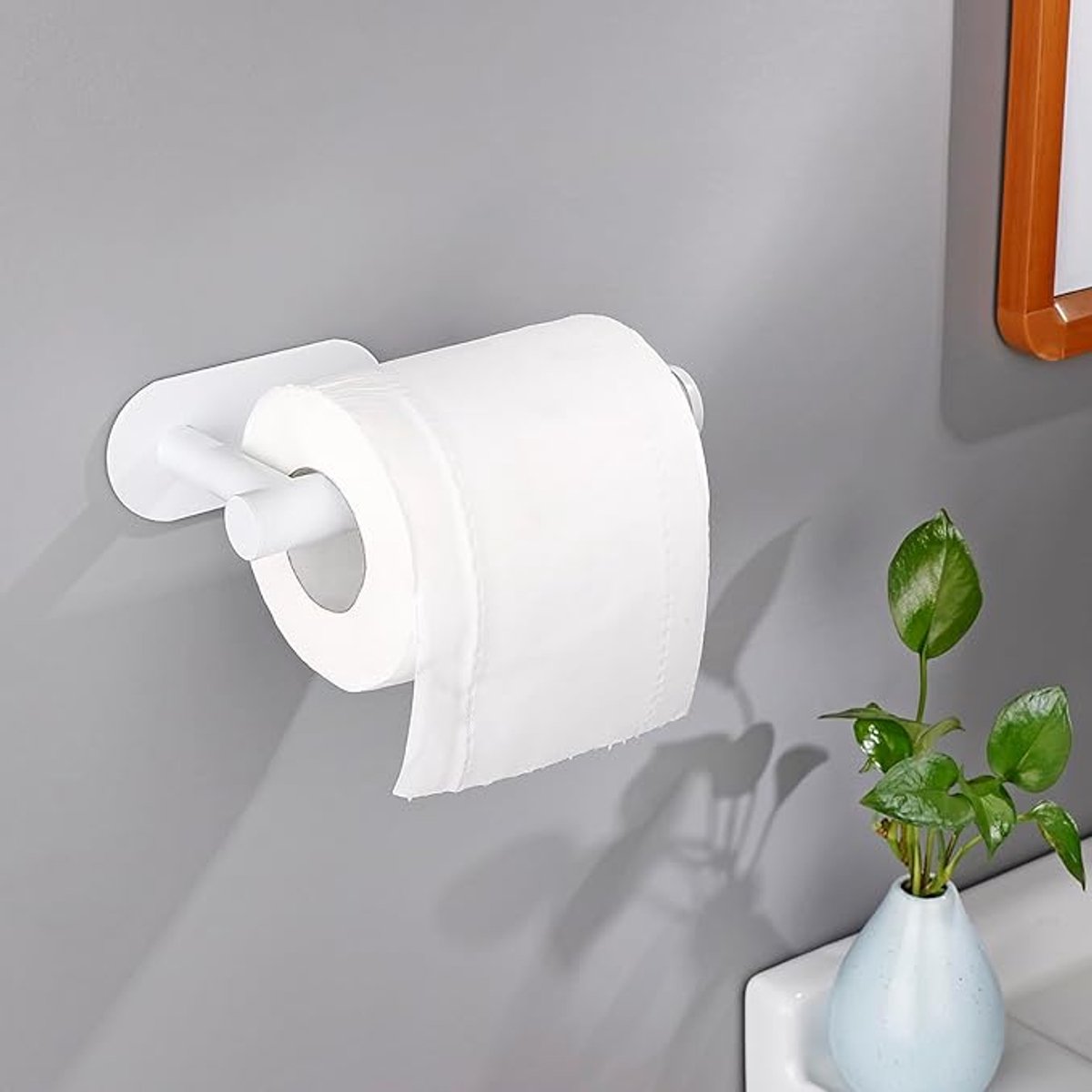 Toilet Roll Holder - Toilet Roll Holder - No Drilling - White - Self-Adhesive - Roll Holder - Stainless Steel - Bathroom & Kitchen - 16*8*4.5 cm - for kitchen, bathroom and toilet
