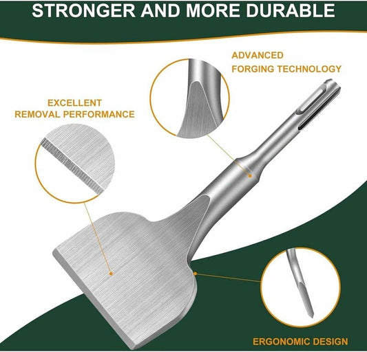 Chisel - 17 * 165 * 75 mm - Tile chisel - slanted chisel - stone chisel - cold chisel - flat chisel - hammer drill chisel - tile chisel for SDS-plus - 40CR chrome steel - silver - 25Â° bend - for tiles concrete stone masonry.