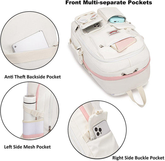 Backpack - School Bag - Backpack - Girl Backpack - School Backpack - School Bag - Laptop Backpack - 30 Liters - WhiteB.
