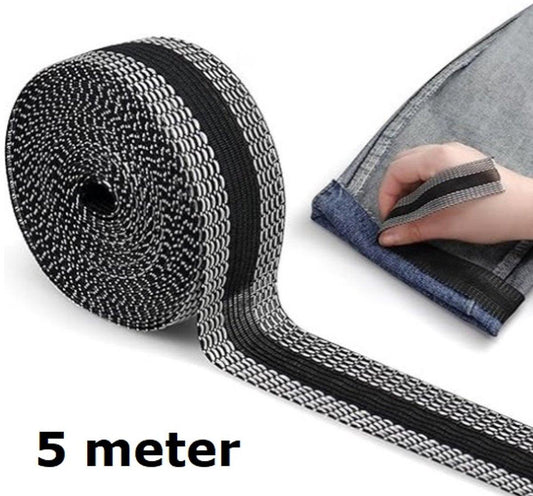 Iron-on tape - Shorten trousers - Shortening hem tape - Black - 5 meters.