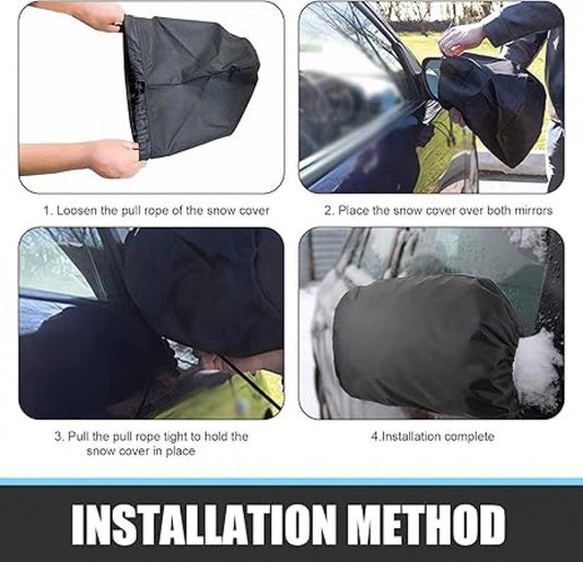 Pieces - Side Mirror Cover - Car Side Mirror Protective Cover - Anti-Frost Cover - Rearview Mirror Protective Cover - 420D Oxford Cloth - Universal - Waterproof - Protection - Black - 33*27cm.