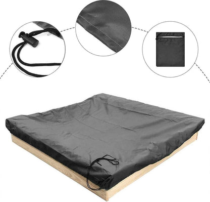 Waterproof sandpit cover - with drawstring - black - 125 x 125 x 20 cm - for sandpit pool patio garden square - 420D Oxford cloth - waterproof, windproof, dustproof - suitable for protecting children's toys