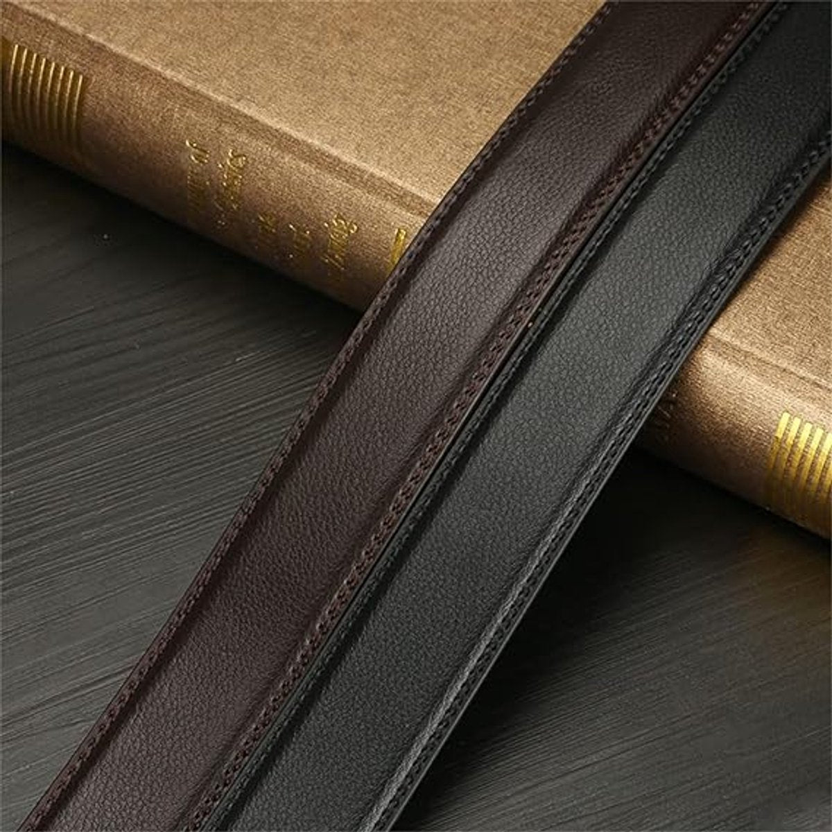 2 pieces - Men's Belt - Leather Belt - Adjustable - Gift Men - Shortenable - Gift Man - Cow Leather - Black & Brown - Without Holes - 110cm