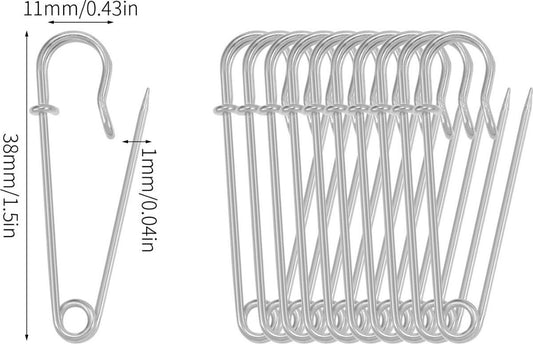 Safety Pins - 20 Pieces - 10 * 2.8cm - Premium Safety Pins - Durable, Rust Resistant Pins - DIY Craft Clothing Safety Pin Set - Large Childcare Clips for Blankets, Skirts, and Crafts.