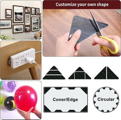 Anti-slip corners - Carpet tape - Carpet grippers - 8 pieces - Anti-slip mat, rug, carpet - Reusable pads - Self-adhesive double-sided