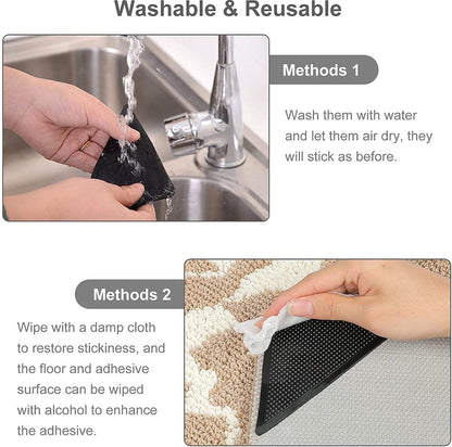 Anti-slip corners - Carpet tape - Carpet grippers - 8 pieces - Anti-slip mat, rug, carpet - Reusable pads - Self-adhesive double-sided