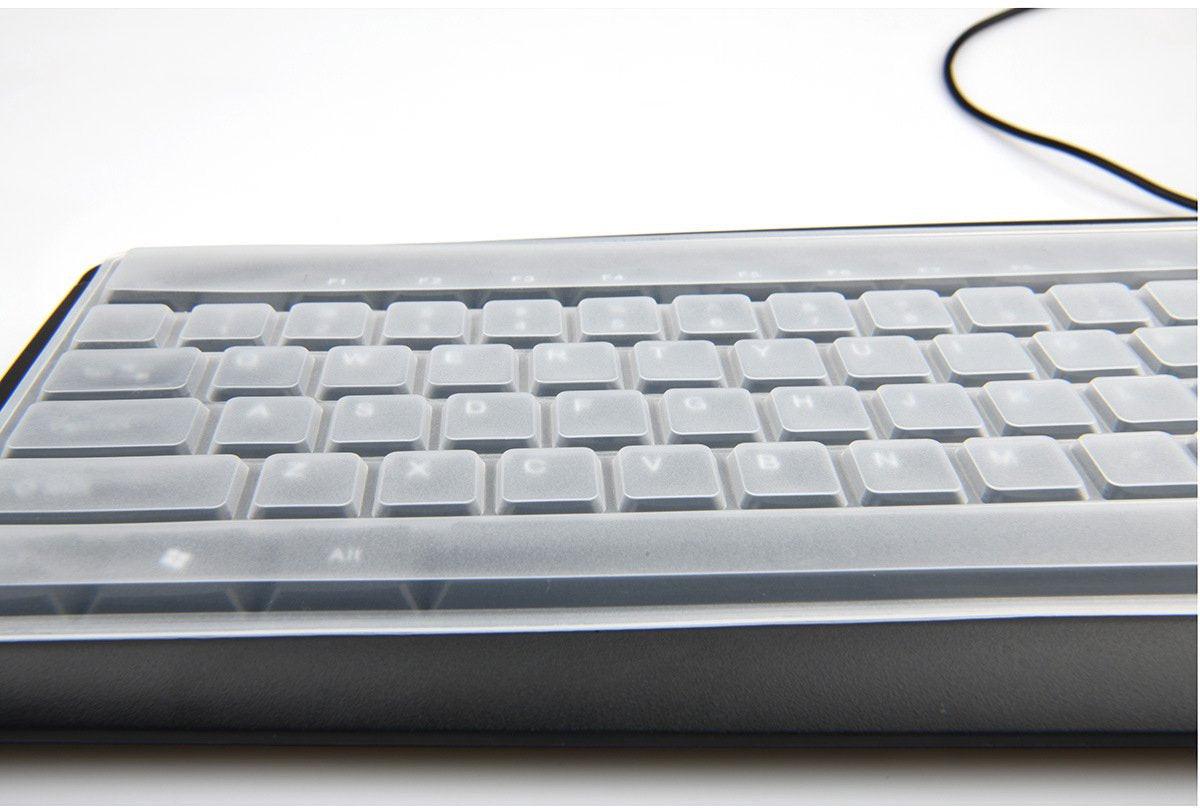 Keyboard Cover - Keyboard Protector - Silicone - Waterproof - Dust and Splashproof - Keyboard Protection - Cover - Dust Cover for Keyboard - For Keyboards - 44.5*13cm - Transparent White.