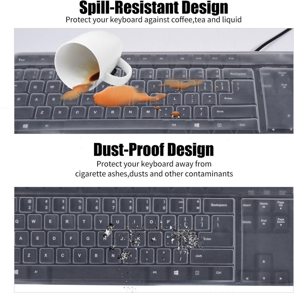 Keyboard Cover - Keyboard Protector - Silicone - Waterproof - Dust and Splashproof - Keyboard Protection - Cover - Dust Cover for Keyboard - For Keyboards - 44.5*13cm - Transparent White.