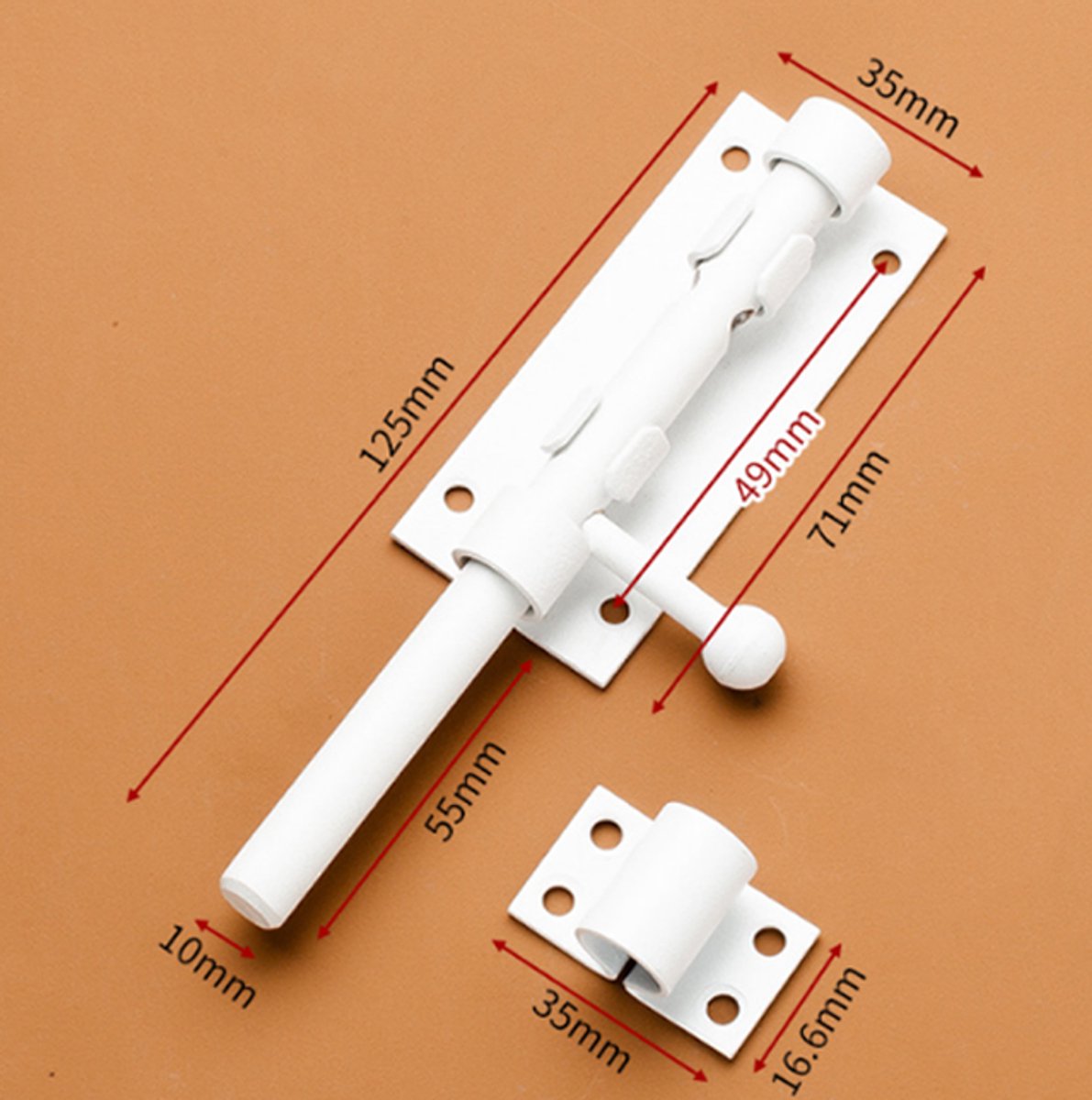 Sliding lock - Sliding lock - Sliding bolt - Gate bolt - Door lock - Bolt - Door bolt - Door lock - Plate bolt - 5 inch - Stainless steel - white - for shed gate storage, garden house door, cupboard
