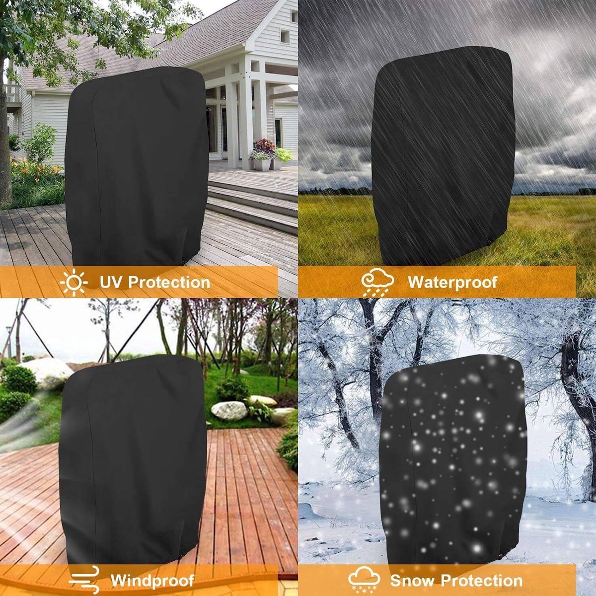 20/34*71*110cm - Garden chair covers - Foldable lounge chair cover - 210D Oxford fabric garden chair covers - Dust cover for chair - Dust cover - Garden accessories - Foldable lounger cover - with storage bag - black