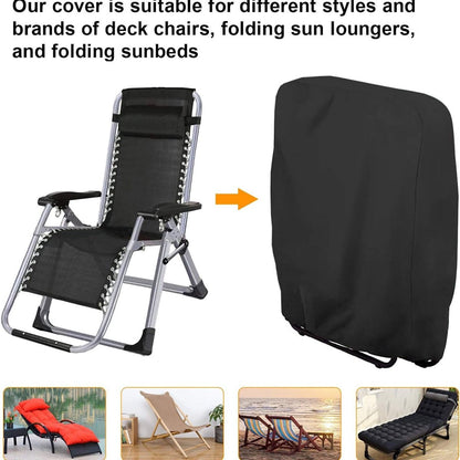 20/34*71*110cm - Garden chair covers - Foldable lounge chair cover - 210D Oxford fabric garden chair covers - Dust cover for chair - Dust cover - Garden accessories - Foldable lounger cover - with storage bag - black