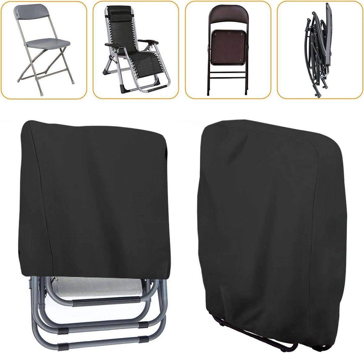 20/34*71*110cm - Garden chair covers - Foldable lounge chair cover - 210D Oxford fabric garden chair covers - Dust cover for chair - Dust cover - Garden accessories - Foldable lounger cover - with storage bag - black